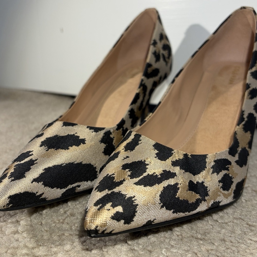 Cole Haan Leopard Print Pointed Toe Kitten Heel Pumps Size 8B